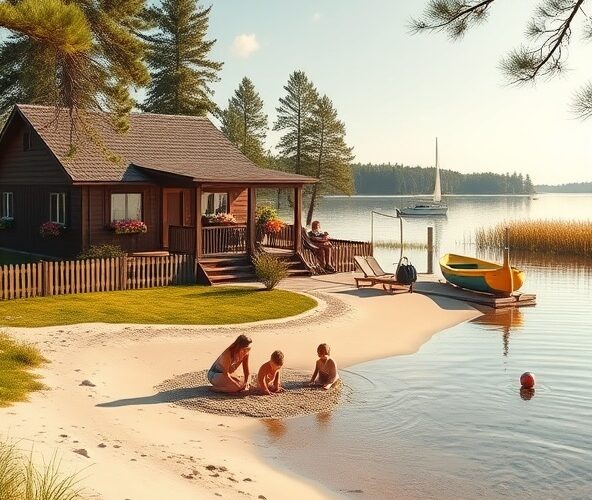 Jak wybrać domek na wakacje z dziećmi na Mazurach z płytką plażą?