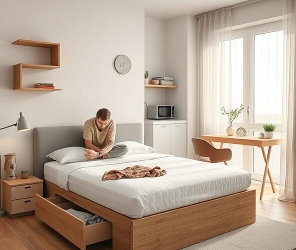 Czy łóżko kontynentalne z pojemnikiem 140×200 sprawdzi się w małej kawalerce z aneksem?