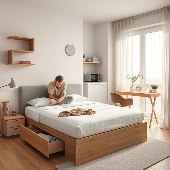 łóżko kontynentalne z pojemnikiem