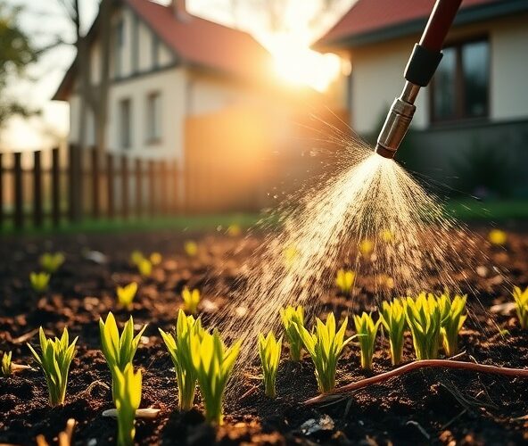 Jak podlewać trawę z siewu w Komorowie przy upałach?